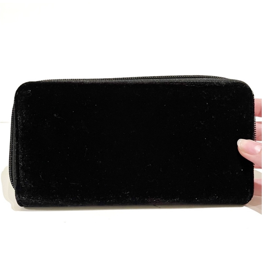 Velvet Black Clutch Wallet 3 Compartments Credit Card Slots Formal Gala Wedding